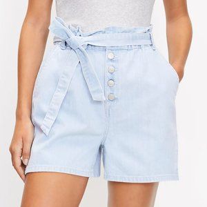 Paperbag Pull On Denim Shorts - LOFT